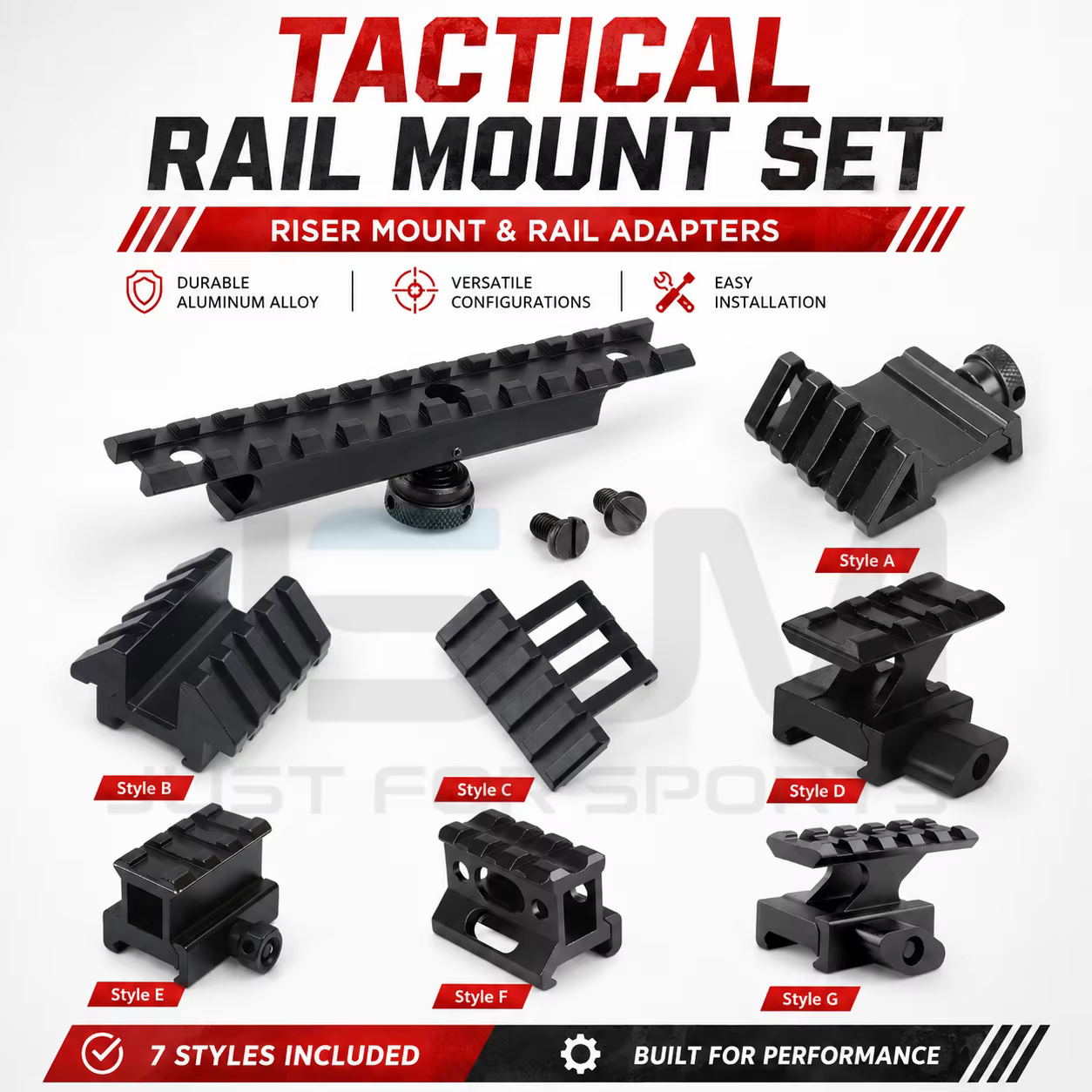 Kit de montage sur rail Picatinny 20 mm, adaptateur universel en aluminium, rail décalé à 45 degrés, montage à profil bas, accessoires d'extérieur