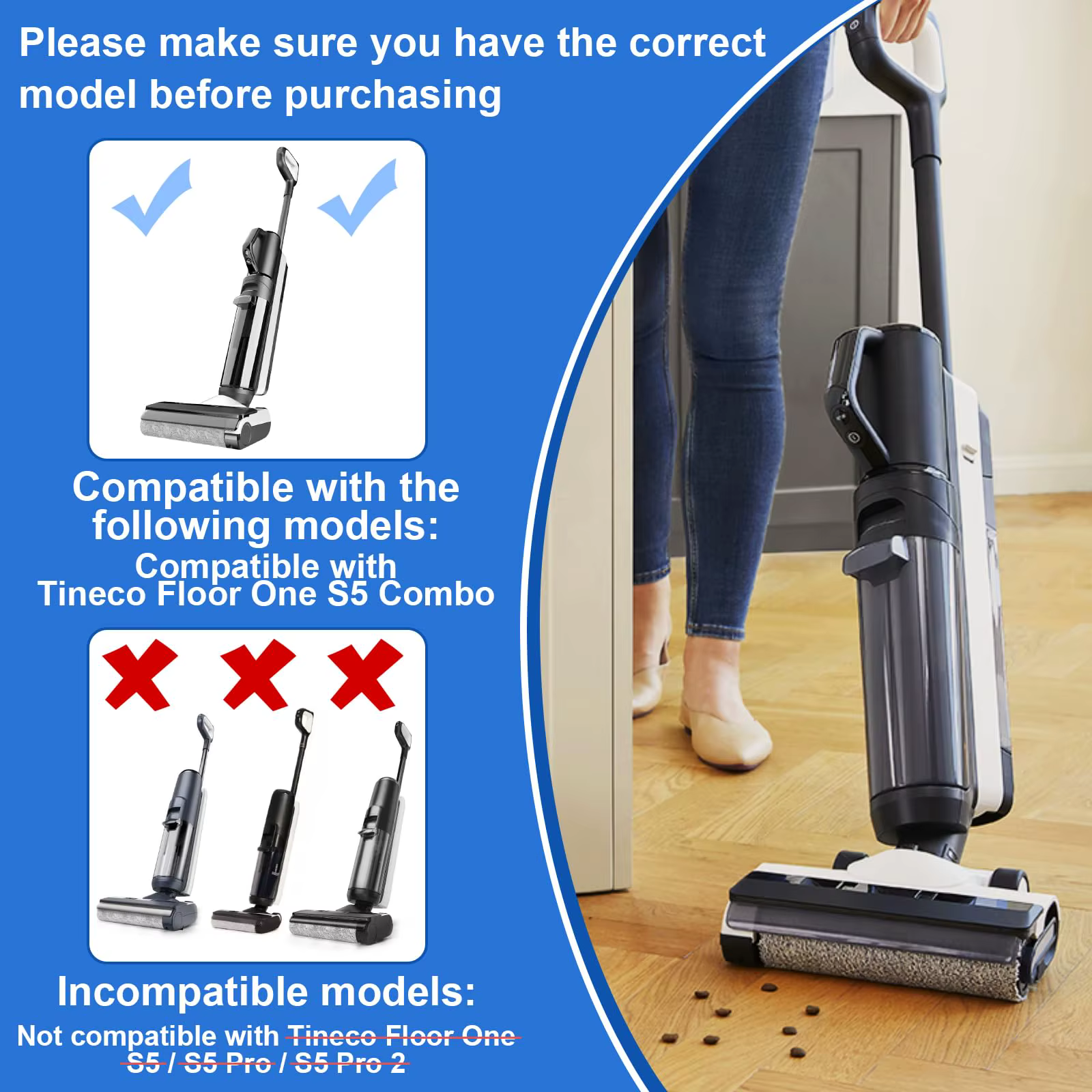 Kit de remplacement de brosse à rouleaux et de filtre compatible avec Tineco Floor ONE Stretch S6
