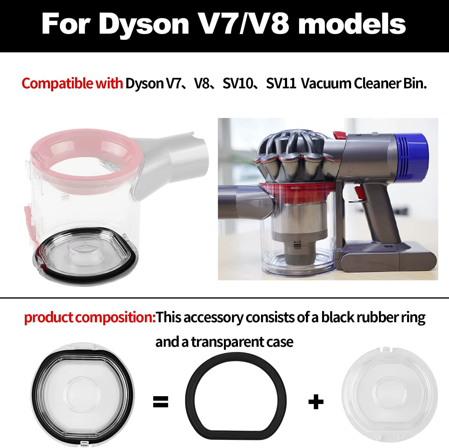 Couvercle de Base de poubelle pour aspirateur robot Dyson V8 V7, couvercle de poubelle inférieur, couvercle de Base de poubelle sans fil, pièce d'étanchéité