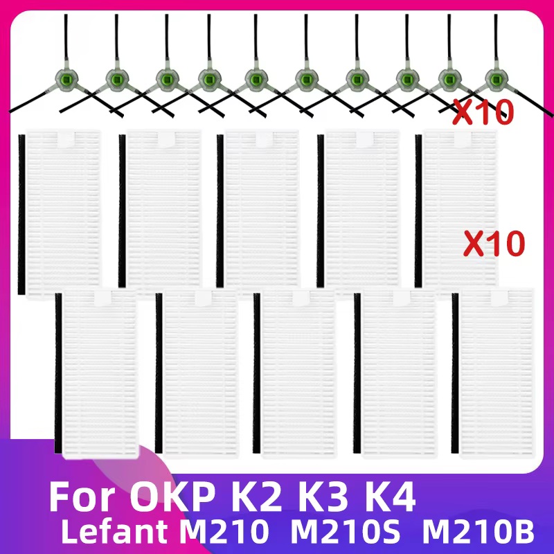 Compatible avec Lefant M210 M210S M210B M213 / OKP Life K2 K3 K4 Aspirateur Robot Brosse Latérale Filtre HEPA Chiffon de Nettoyage Pièces Accessoires