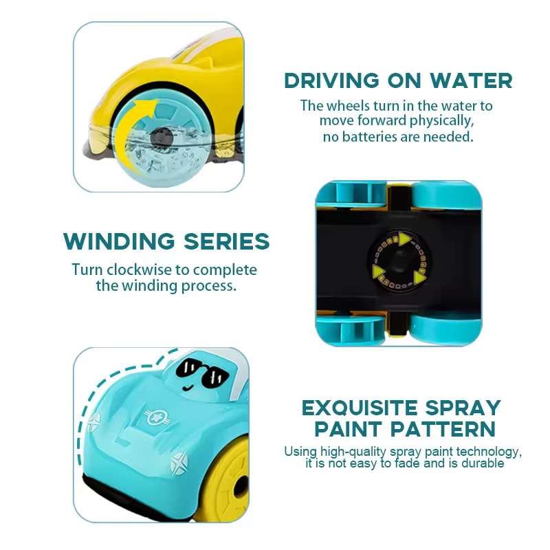 Jouets de bain pour bébé, voitures amphibies, salle de bain, horloge flottante, jouet de bain pour enfants, dessin animé, natation, jeu d'eau pour enfants