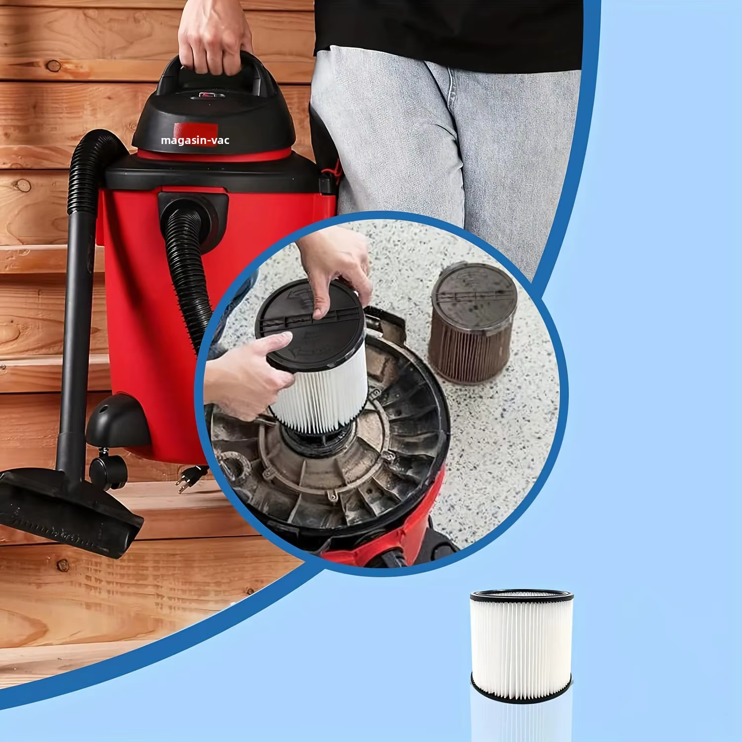 HOME TIMES 90304 Filtre de remplacement pour aspirateurs secs/humides Shop Vac 90304