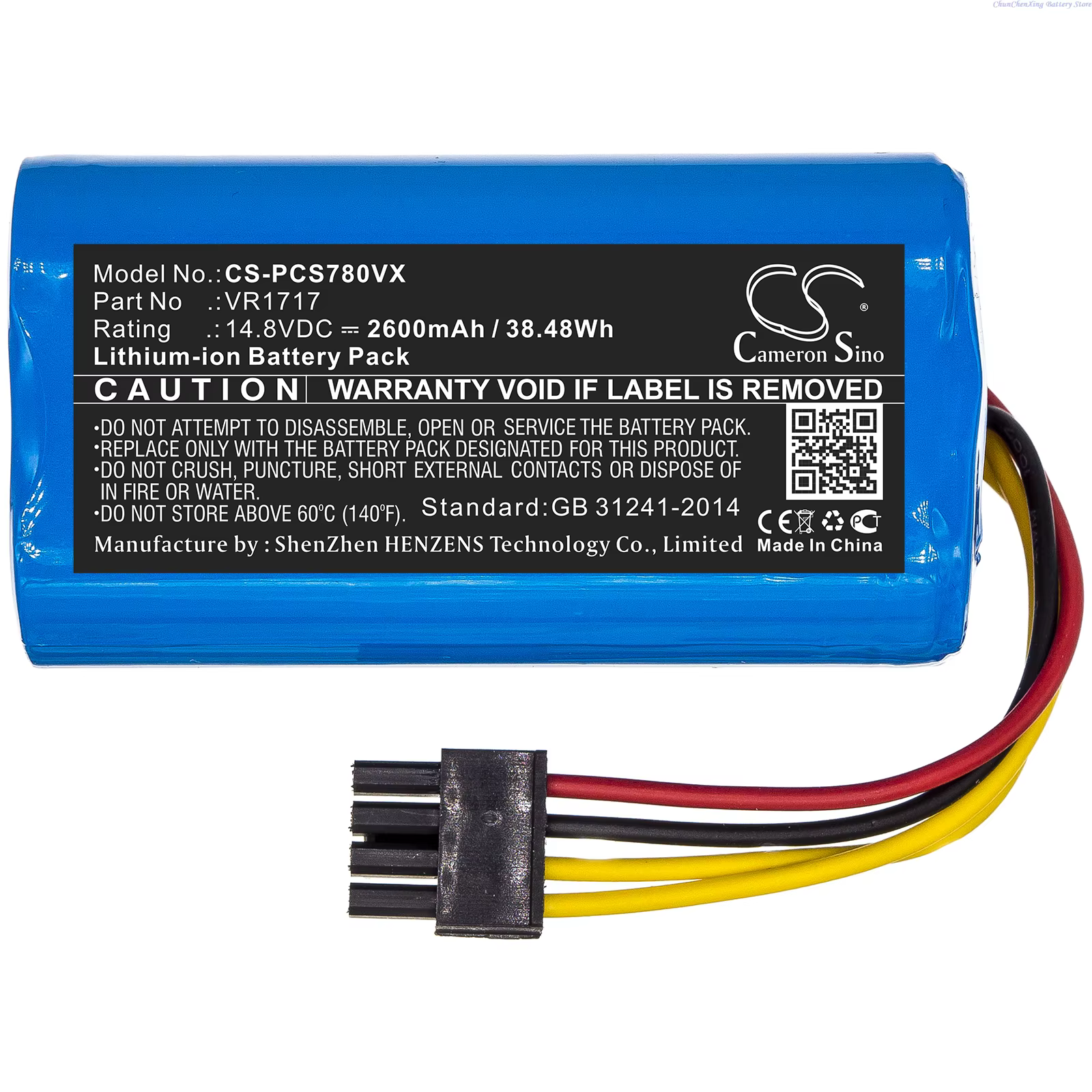 Batterie d'aspirateur 14.8V 2600mAh VR1717 pour Airrobo P10