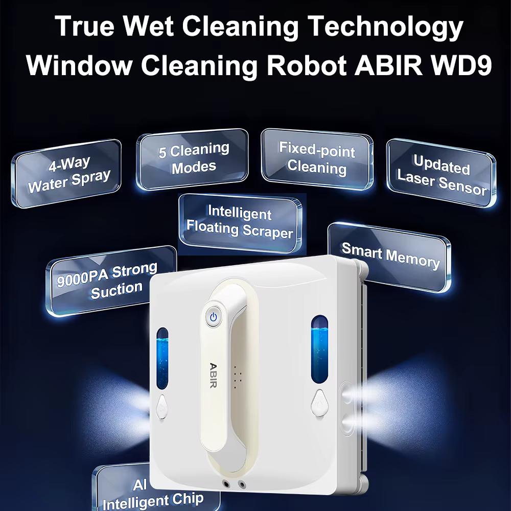 Robots nettoyeurs de vitres ABIR WD9 avec pulvérisation d'eau 4 directions