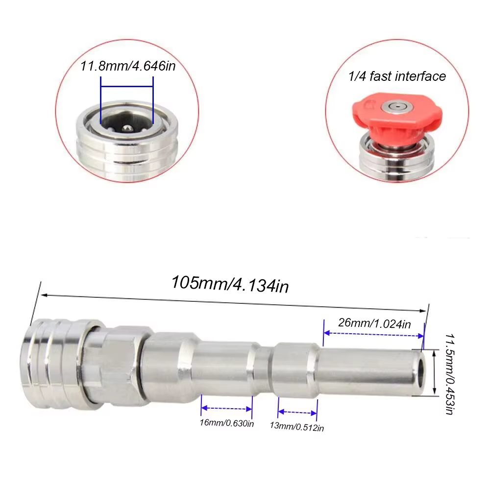 Adaptateur pour nettoyeur haute pression Nilfisk/KEW/ALTO – connexion rapide 1/4" avec buse de pulvérisation et barre d'extension pour lavage de voiture