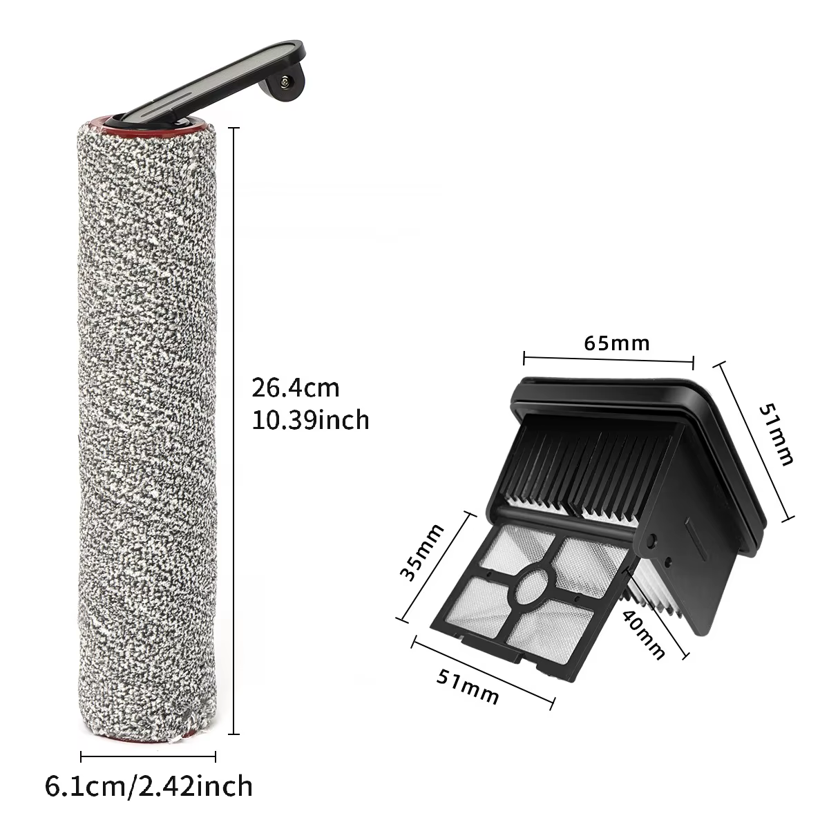 Rouleau brosse H12 Pro Ultra et filtre HEPA pour aspirateur eau et poussière Dreame H12 Pro FlexReach / H12 Pro Gen2 / H13 Pro