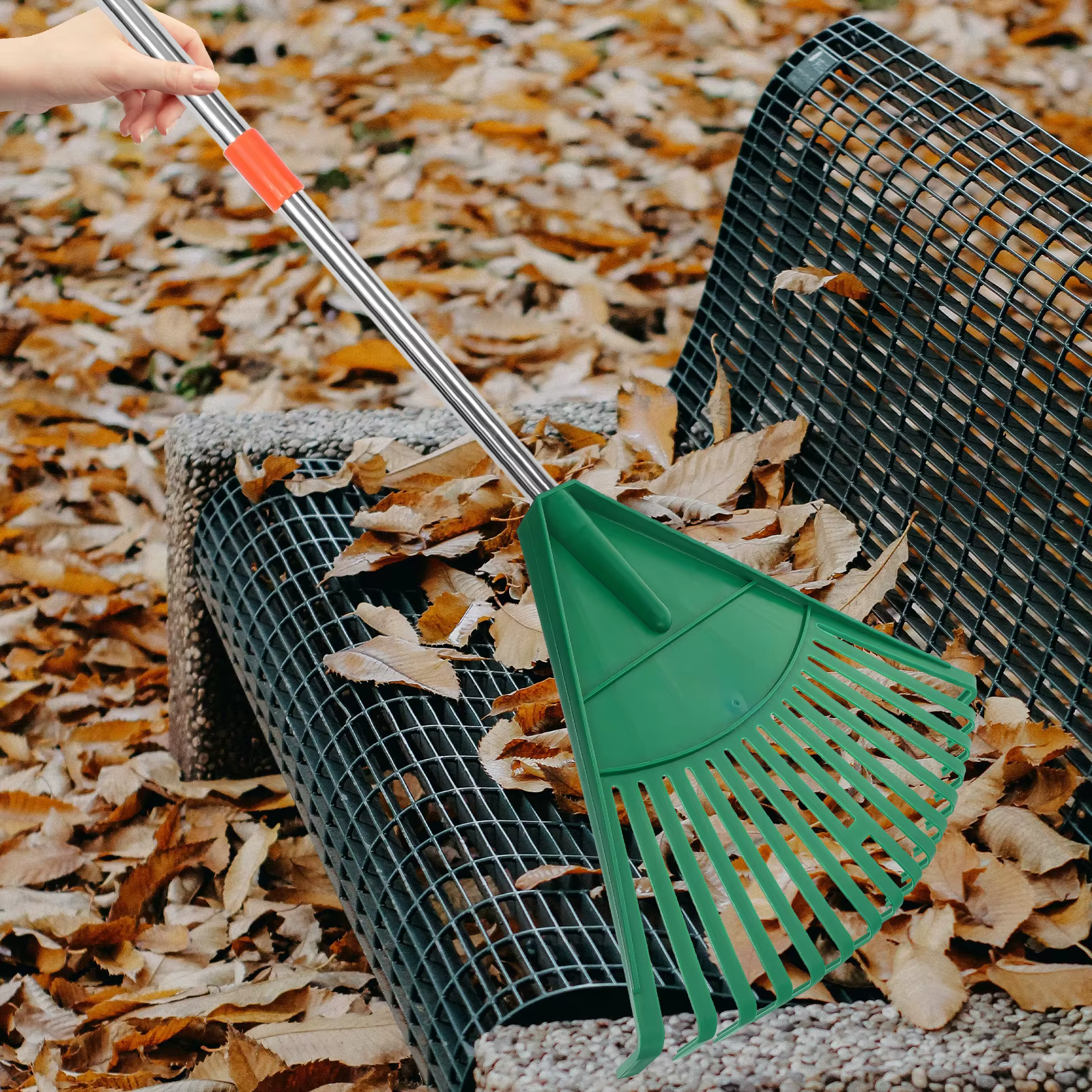 Râteau à gazon en plastique, léger et Durable, outil manuel d'extérieur, grande zone de travail, râteau à feuilles, nettoyage de jardin pour une pelouse efficace et