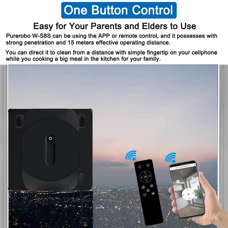 Robot nettoyeur de vitres Purerobo W-S8S intelligent avec application et télécommande Robot d'eau automatique nettoyeur de vitres Robot de nettoyage de vitres
