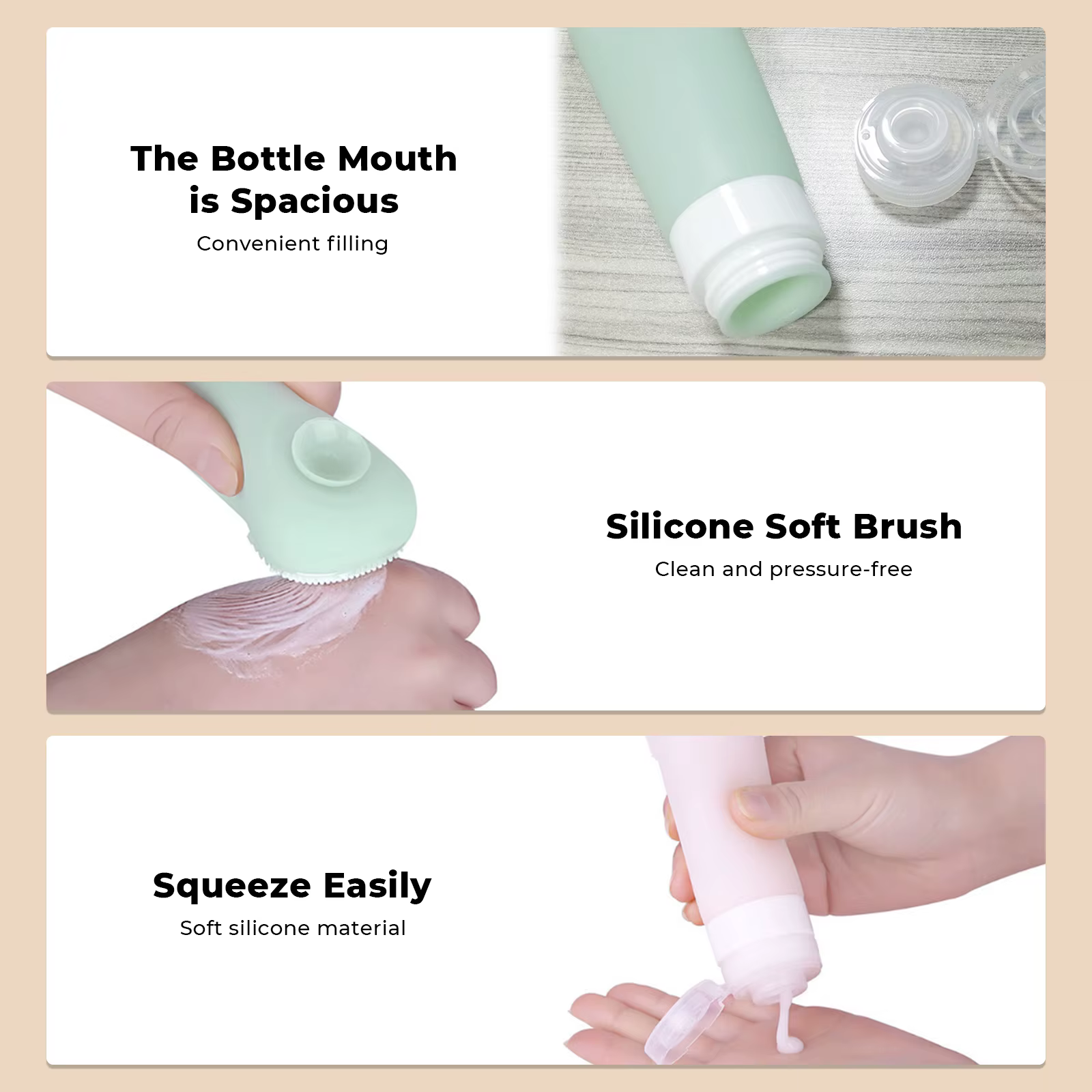 Bouteilles distributrices à ventouse en Silicone (60ml)