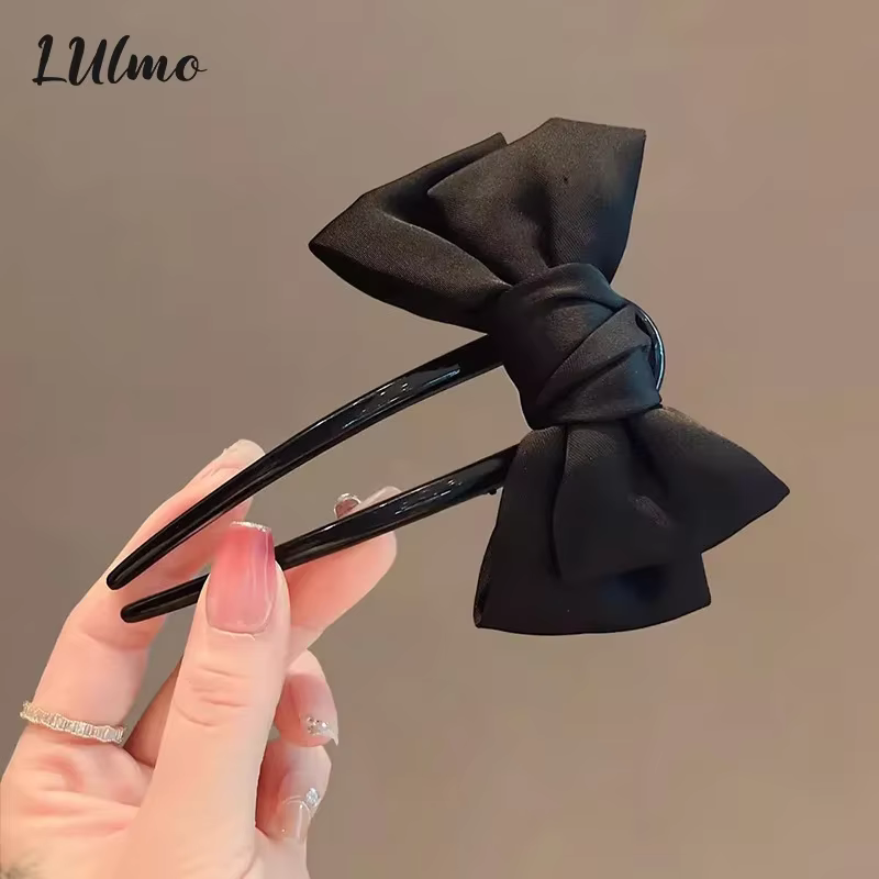 Pince à cheveux en forme de U avec nœud pour femmes, accessoire de usage quotidien pour filles, épingle à cheveux de Boutique noire élégante