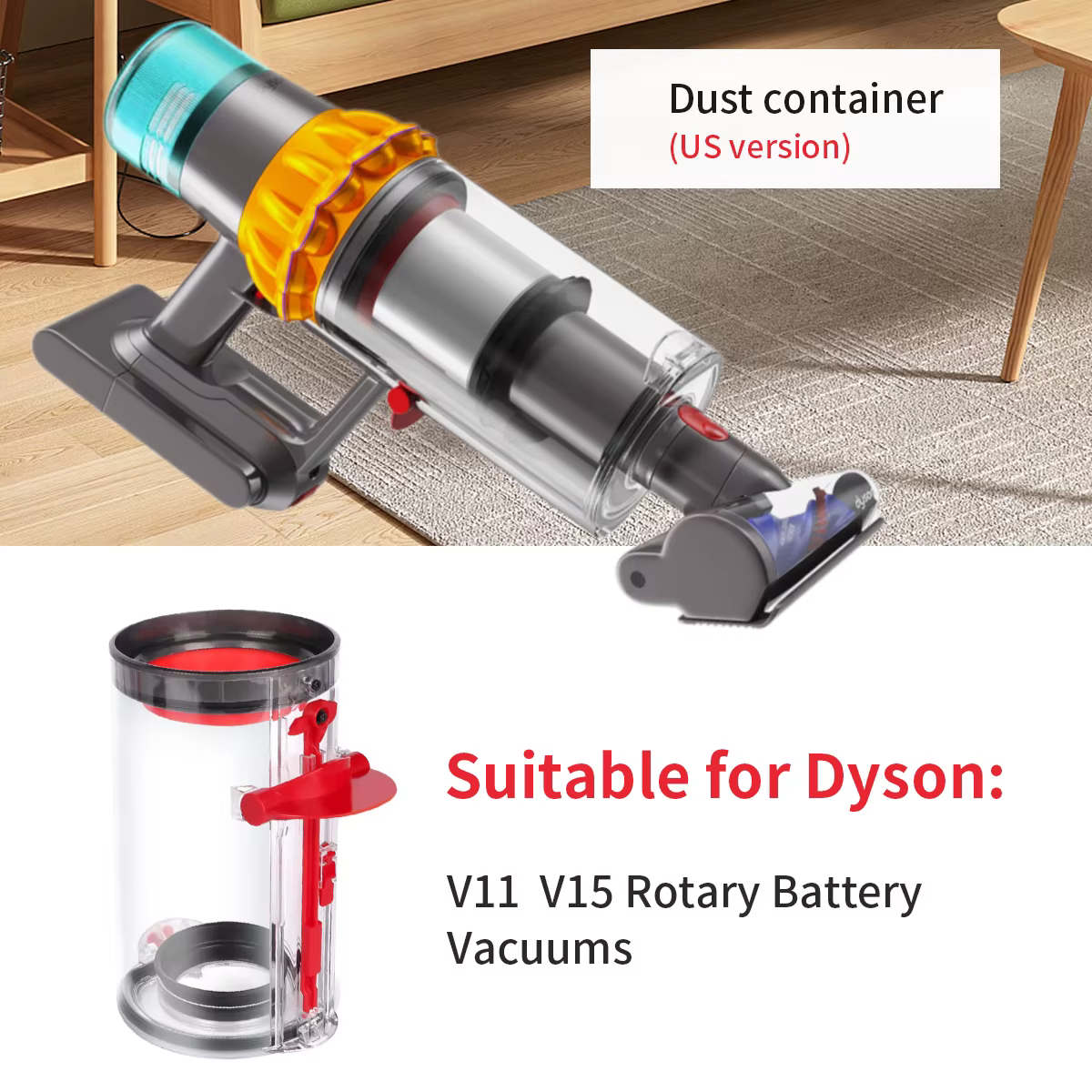 Grand bac à poussière pour aspirateur sans fil Dyson V11 V15 SV14 SV15 SV22