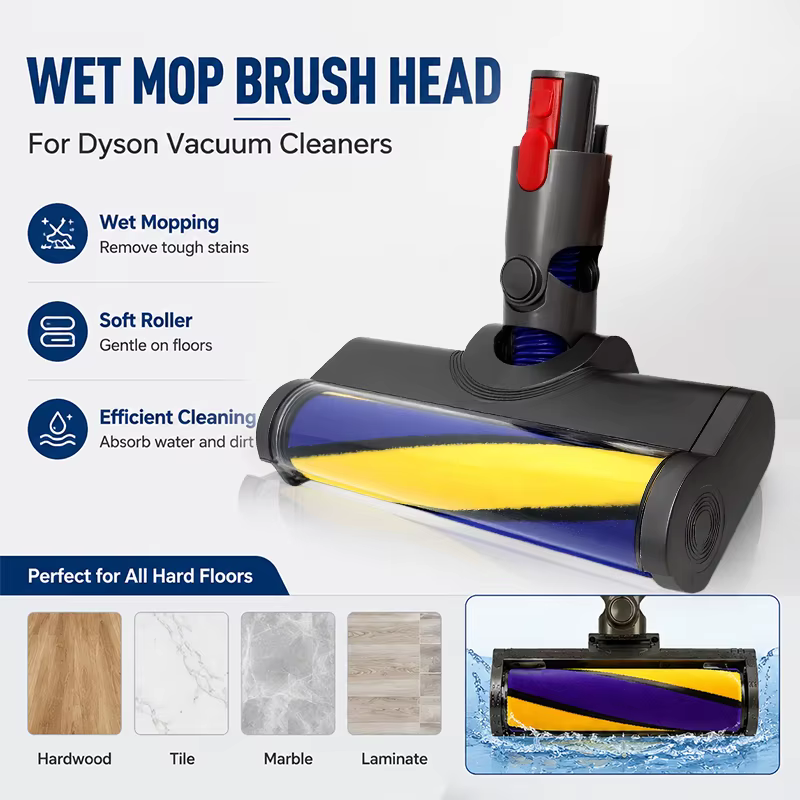 Pour V7 V8 V10 V11 V15 Brosse à rouleaux souple avec lumière LED verte pour parquet