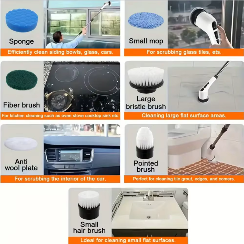 Brosse rotative électrique avec 7 têtes
