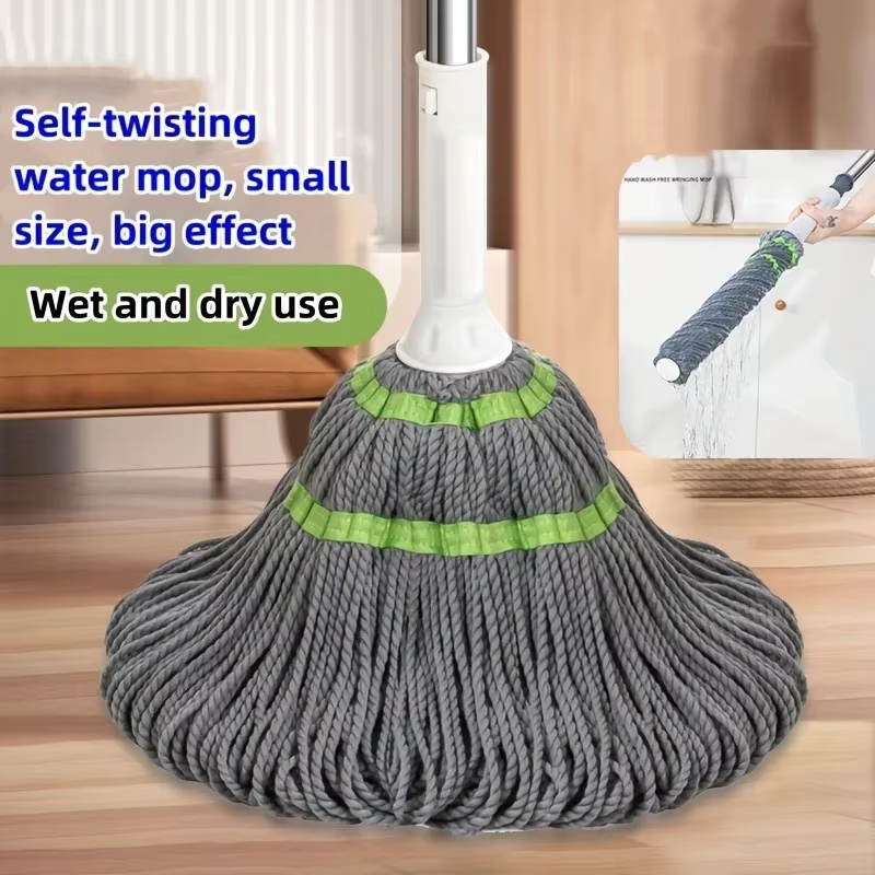 1 vadrouille à essorage automatique | Nettoyeur de sol en microfibre avec poignée réglable