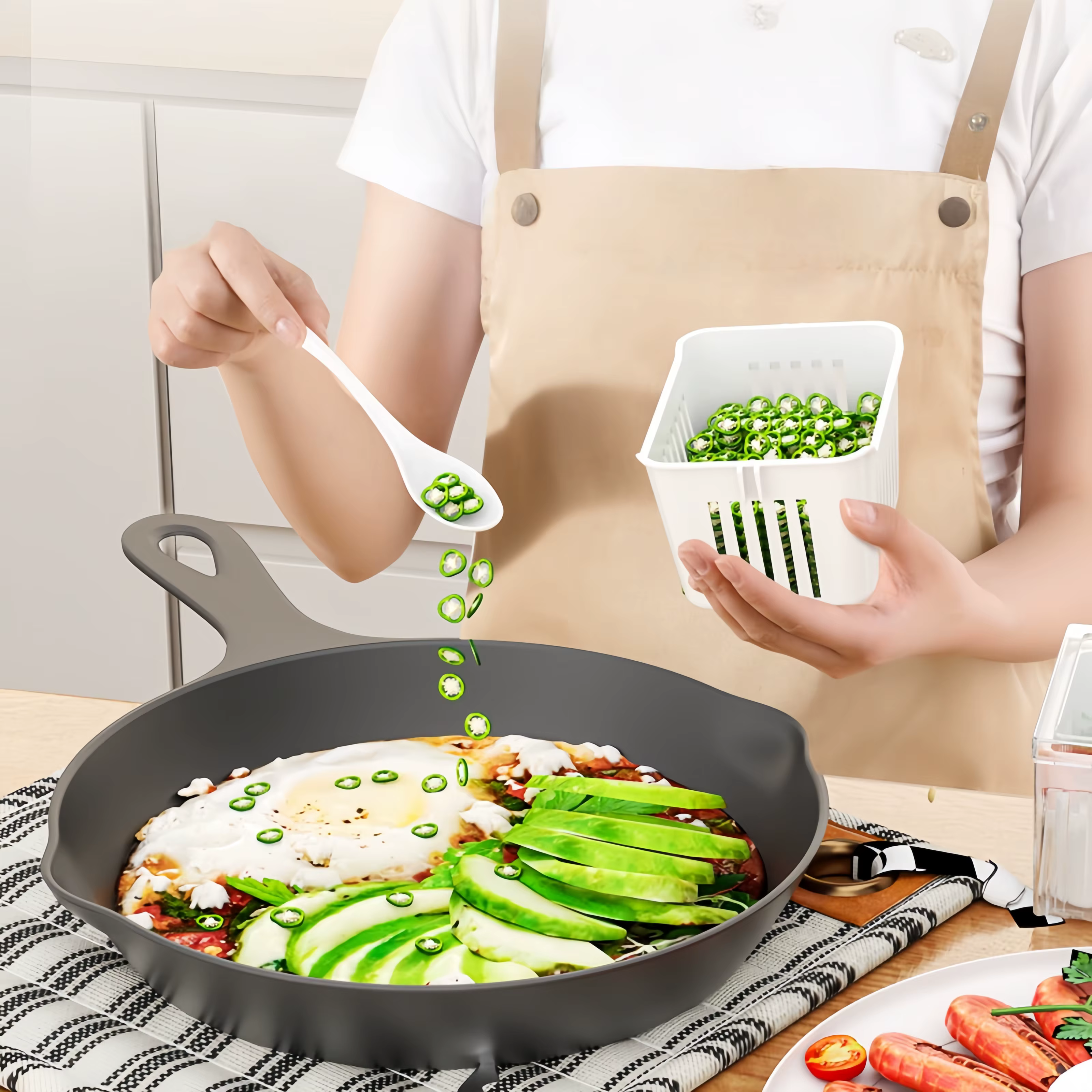 1 ensemble d'accessoires pour réfrigérateur de cuisine avec couvercle, récipient de stockage alimentaire, avec 3 compartiments carrés transparents amovibles D