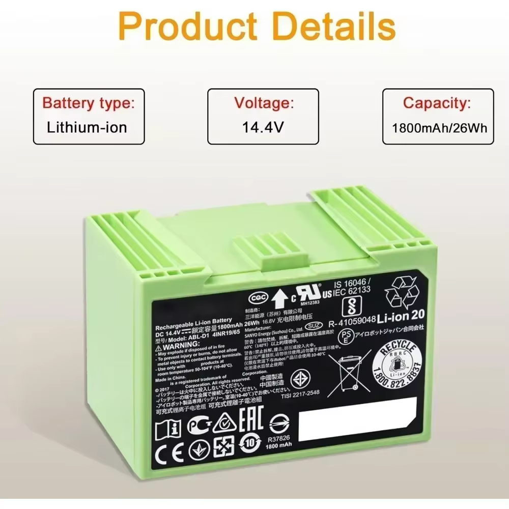 Pour iRobot Roomba i7 batterie Rechargeable 14.4V 5000mAh pour i3 i4 i5 i6 i7 i8 J7 E5 série aspirateur