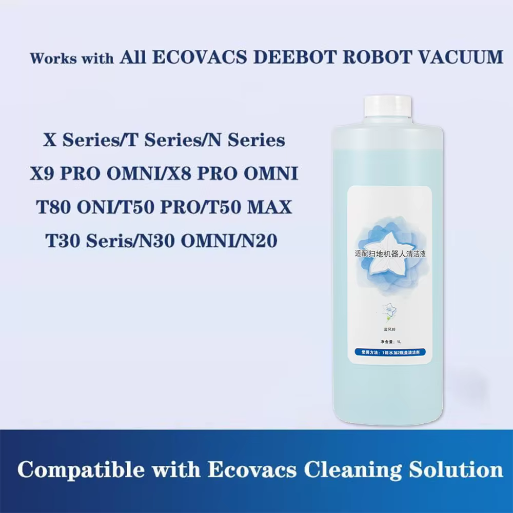 Solutions de nettoyage 1L pour aspirateur ECOVACS DEEBOT T30 Pro Omni \ T30S COMBO/T30S/X2 COMBO/X1 TURBO/X2/T20 /T10