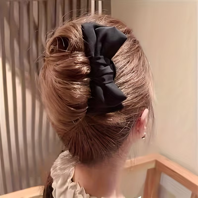 Pince à cheveux en forme de U avec nœud pour femmes, 1 pièce, accessoire d'usure quotidienne pour filles, épingle à cheveux de Boutique noire élégante