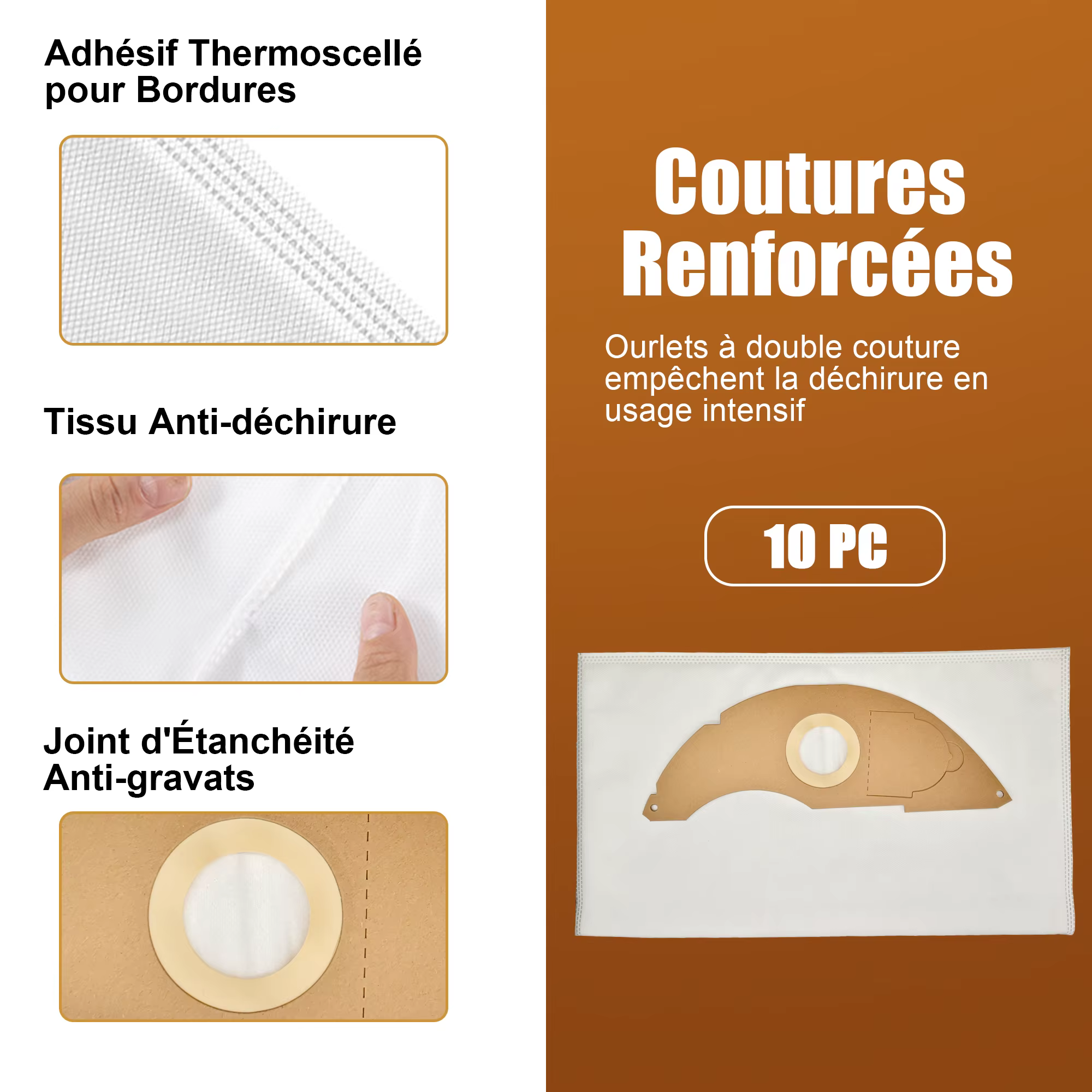 Ensemble de 11 pièces: sacs filtrants pour aspirateur pour Kärcher NT 22/1 AP/AP TE L (remplacement 2.889-217.0)