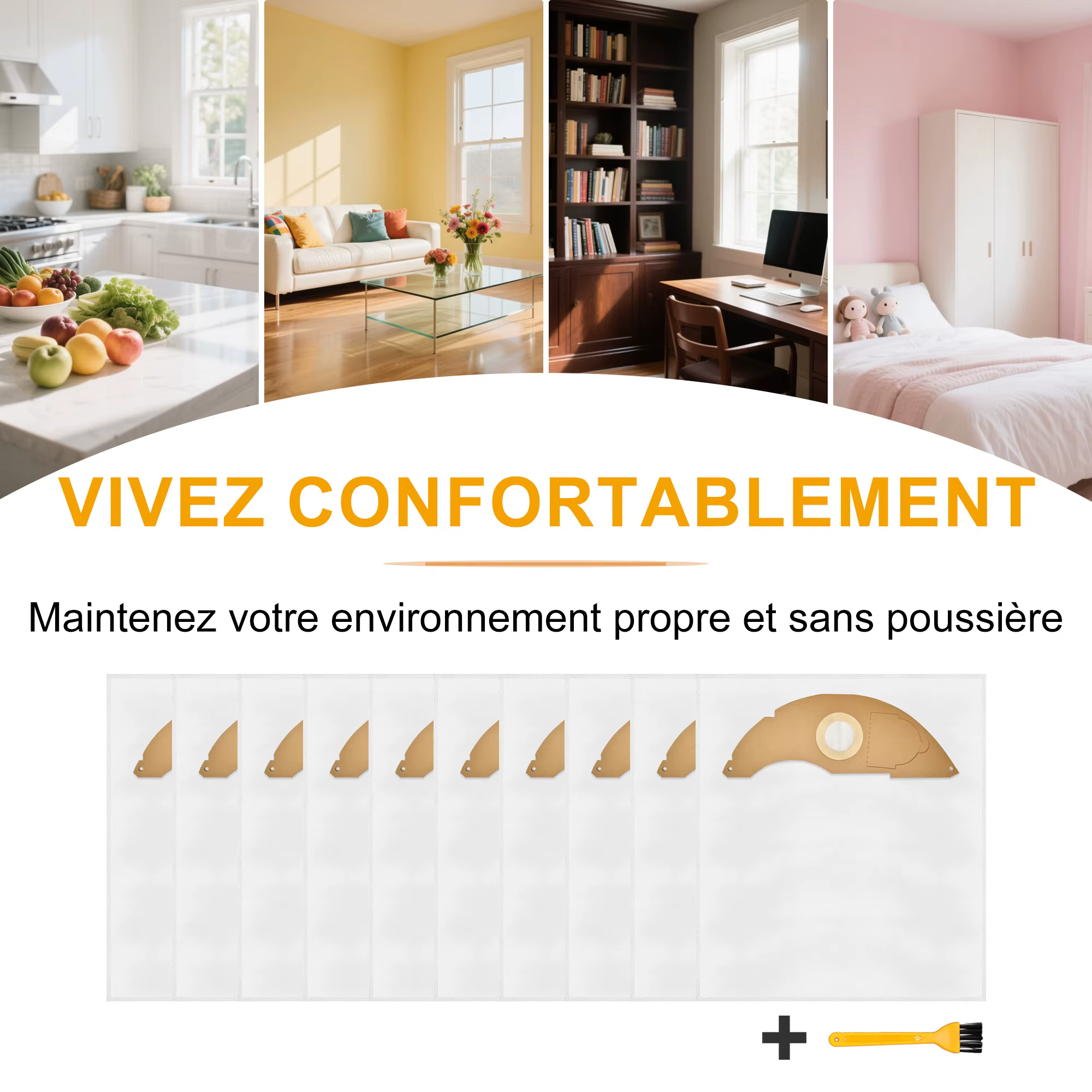 Ensemble de 11 pièces: sacs filtrants pour aspirateur pour Kärcher NT 22/1 AP/AP TE L (remplacement 2.889-217.0)