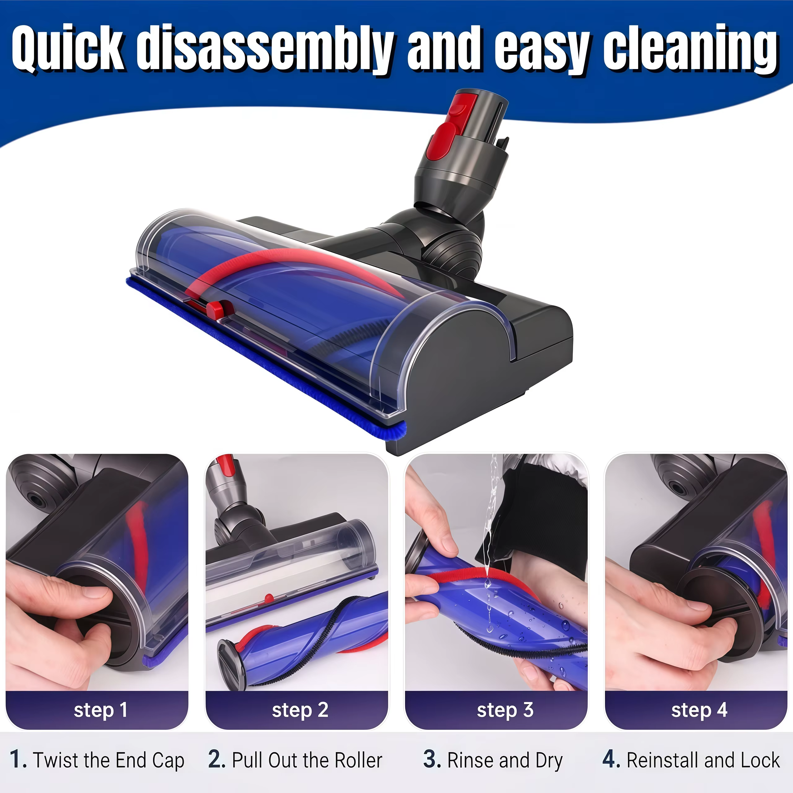 L'accessoire d'aspirateur à tête de brosse avec détection de poussière est compatible avec les nettoyeurs sans fil