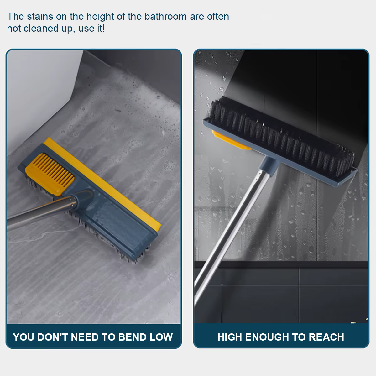 Brosse à récurer 2 en 1 à manche long pour livres de douche