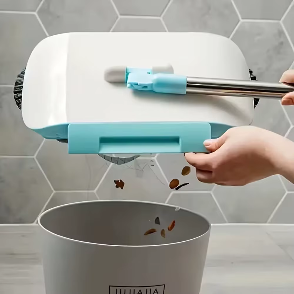 Ensemble balai et serpillière manuel 40 pouces avec 3 serpillières, aspirateur sans fil 2-en-1 pour balayer et nettoyer, idéal pour les débris et les cheveux