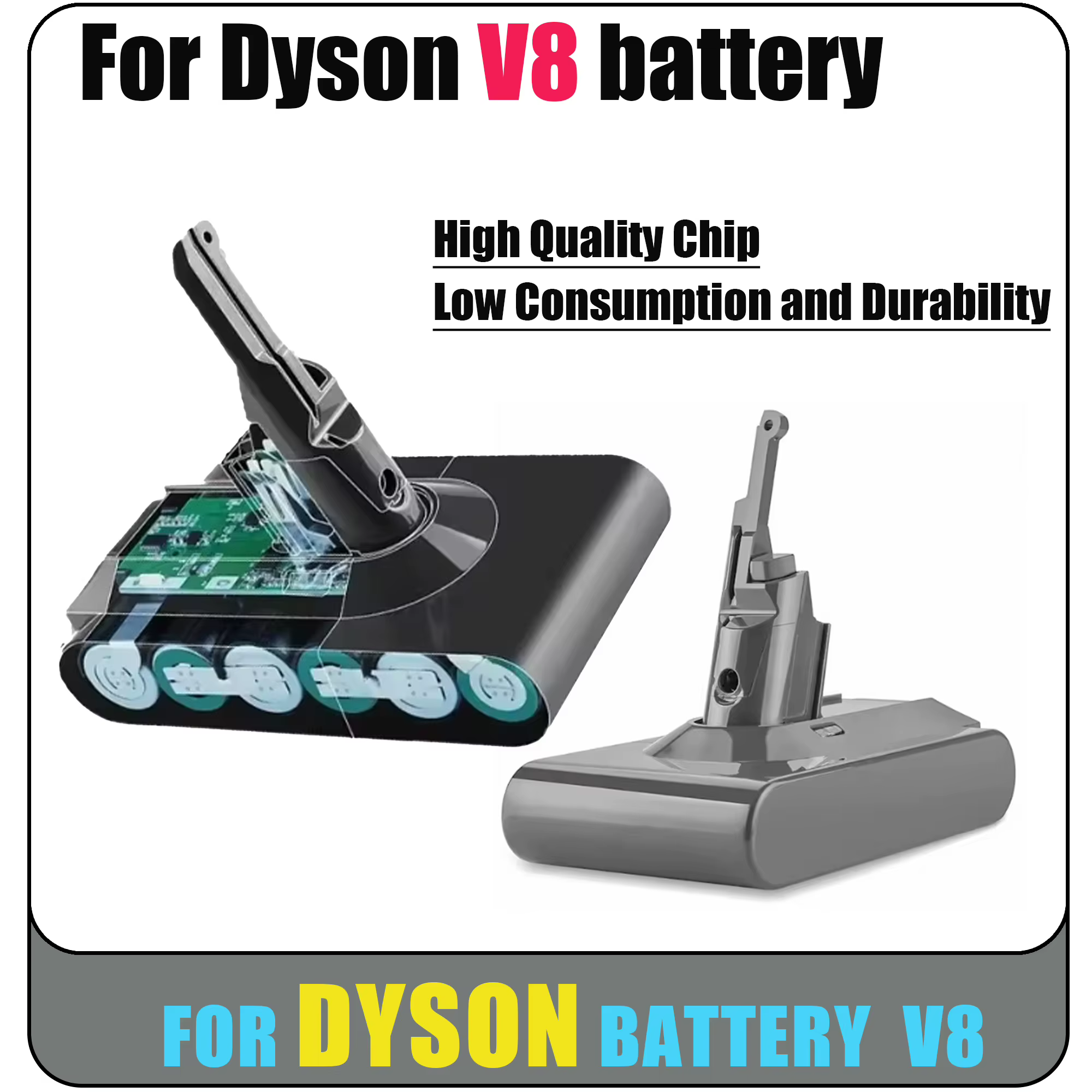 Batterie rechargeable Li-ion pour aspirateur Dyson V8 SV10 16800mAh/28000mAh 21.6V Absolute Animal