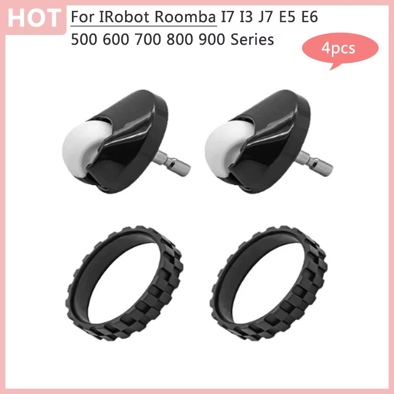 Roue avant coordonnante et TiresSkin pour IRobot Roomba, accessoires de remplacement, I7, I3, J7, E5, E6, série 500, 600, 700, 800, 900