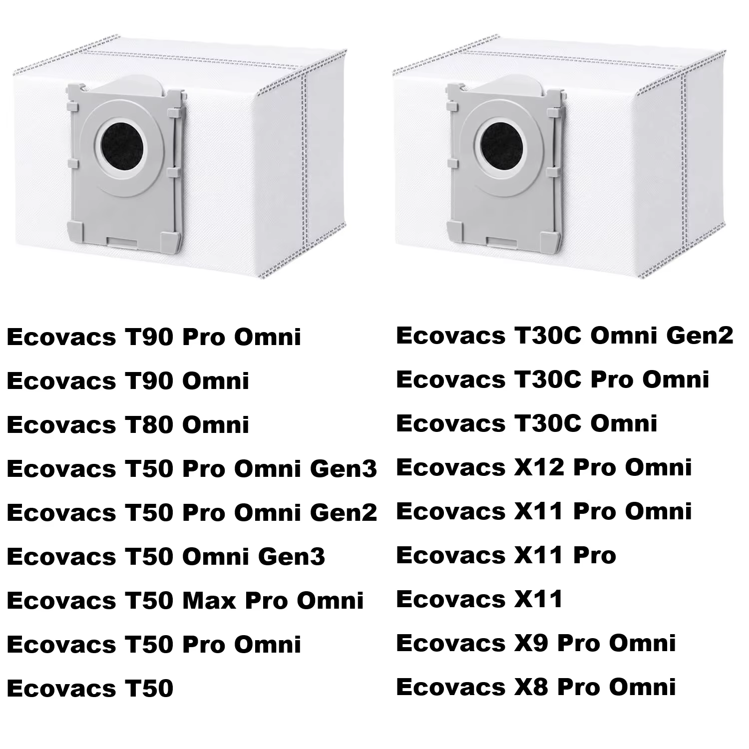 Sac à poussière T50 Pro Omni Gen3 pour aspirateur robot Ecovacs T90 Pro Omni/T90 Omni/T80 Omni/T50 Pro