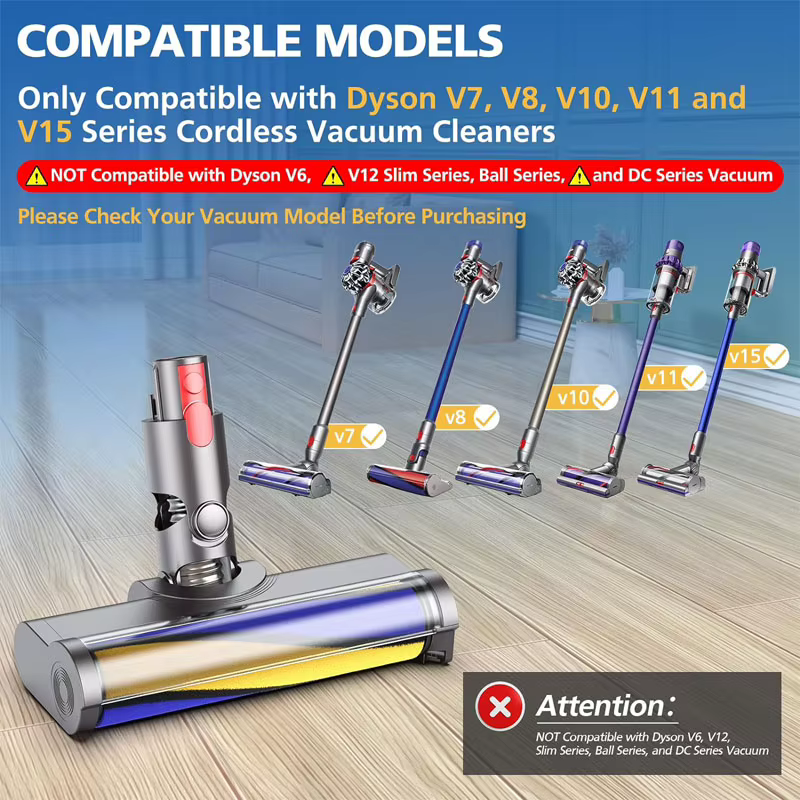 Tête de brosse à rouleau souple pour nettoyeurs sans fil Dyson V7 V8 V10 V11 V15