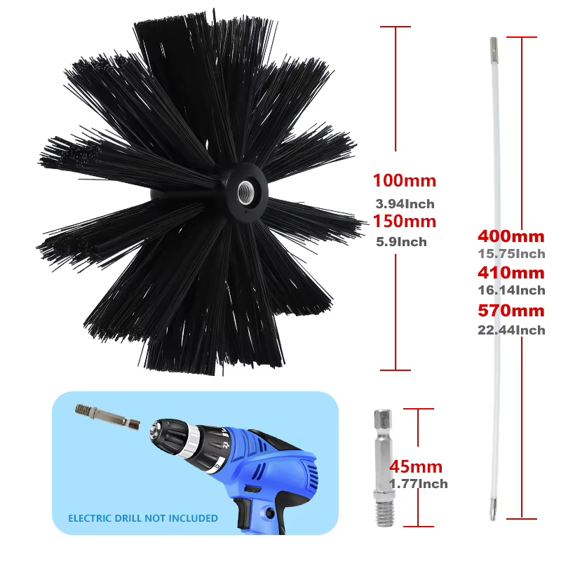 Brosse de Cheminée,Kit de nettoyage d'évent de sèche-linge de cheminée à la mode avec tiges flexibles