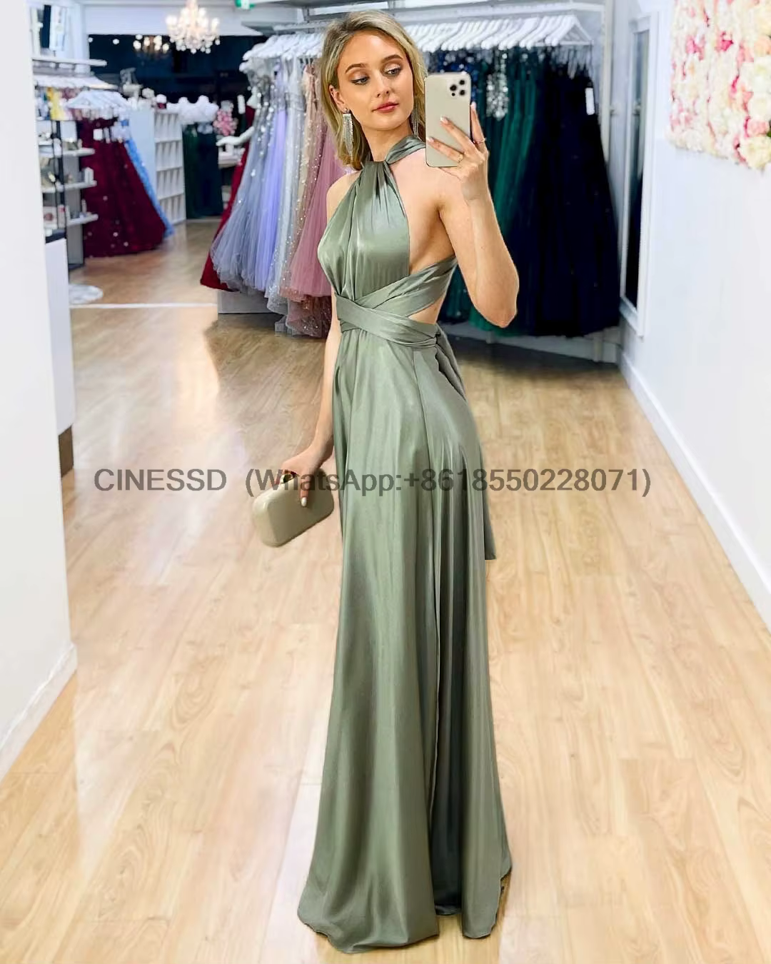 Robe de bal longue en Satin, élégante, col multiple, froncée, Corset, plissée, sans manches, dos nu, robes de bal formelles, ligne a