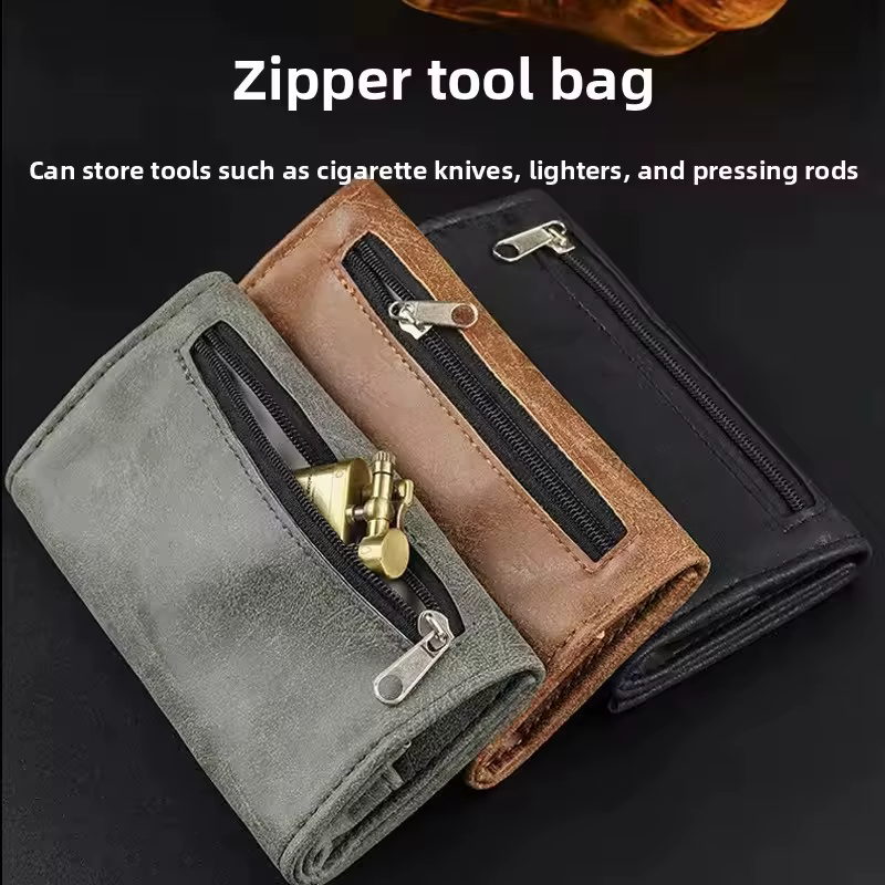 Organisateur d'accessoires pour fumer tout-en-un : pochette à tabac multifonctionnelle en cuir PU avec porte-papier et sac de rangement