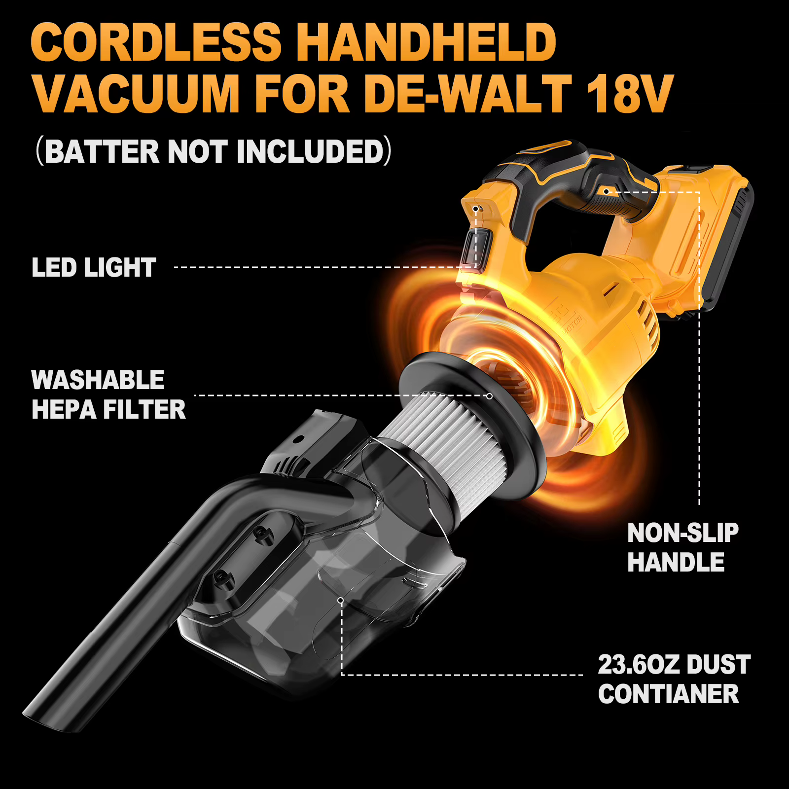 Aspirateur à main sans fil 5 en 1 pour batterie Makita Dewalt 18V