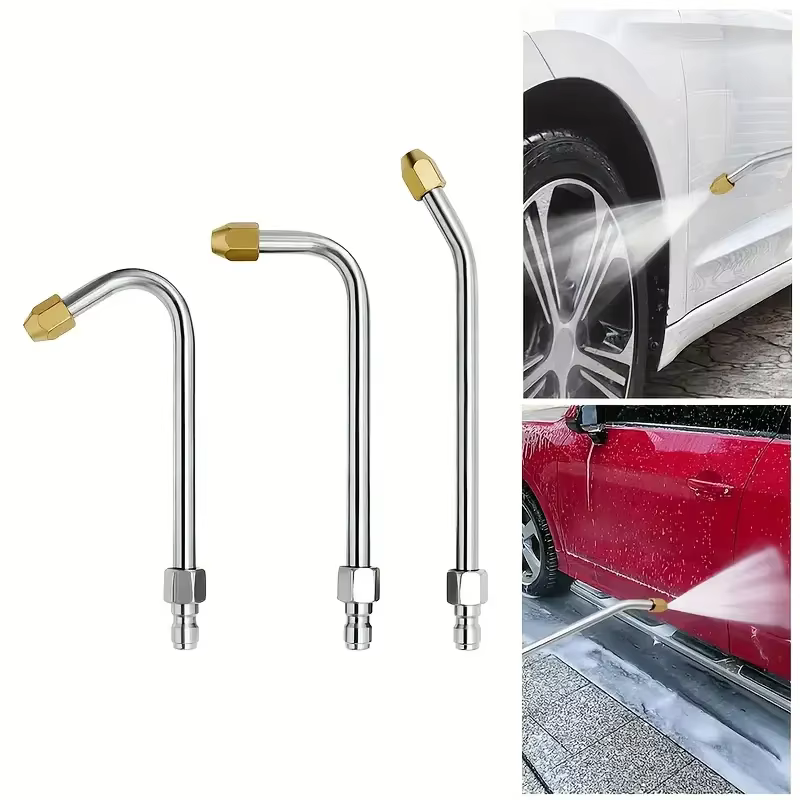 3 buses d'extension pour nettoyeur haute pression robustes - 25 ° /90 ° /Bend en U avec connexion rapide de 1/4" pour le nettoyage de voitures et d'extérieur