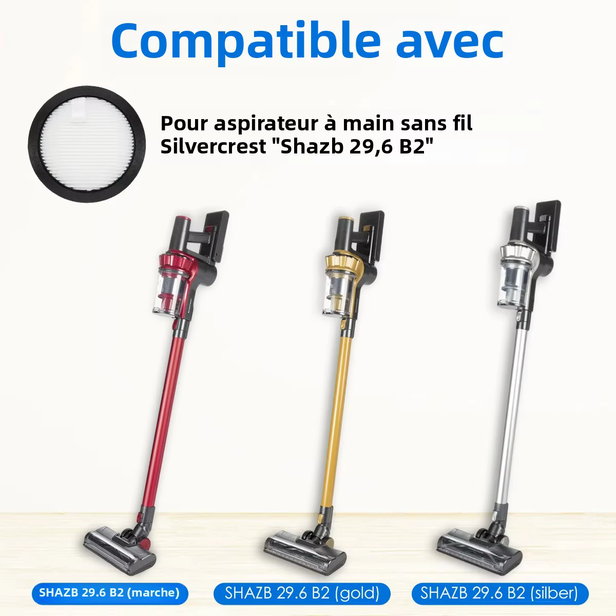 HOME TIMES 2/4 pièces filtre HEPA pour Silvercrest SHAZB 29.6 B2