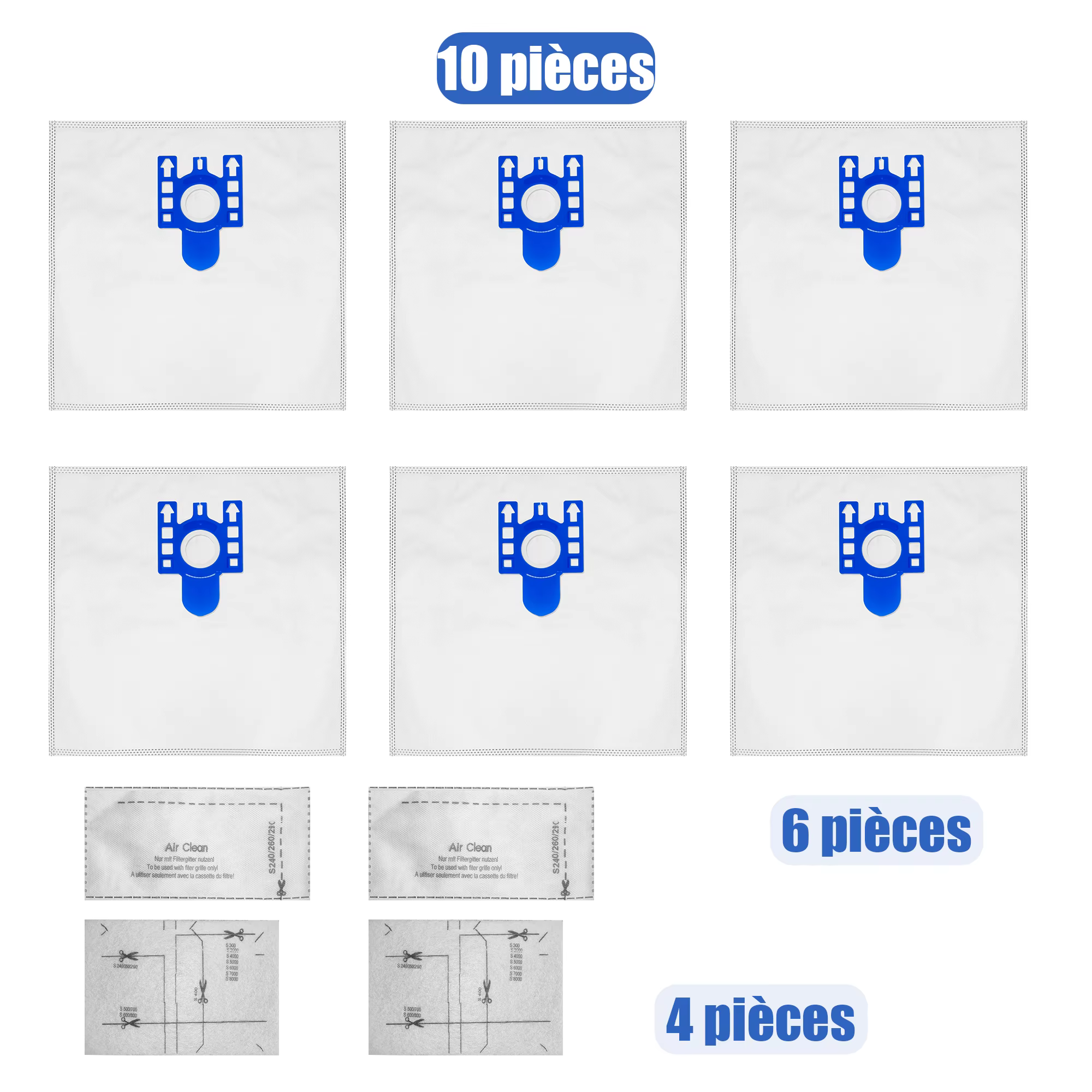 6 + 4 haute qualité pour Miele FJM sac à poussière