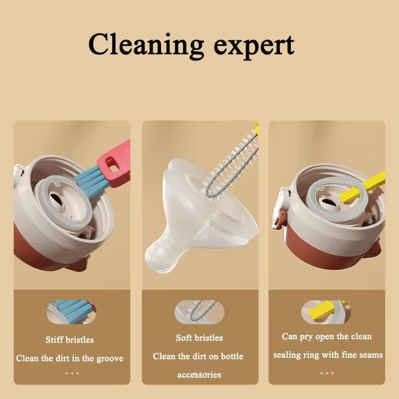 3 en 1 mignon pétale tasse couvercle brosse de nettoyage ensemble Mini