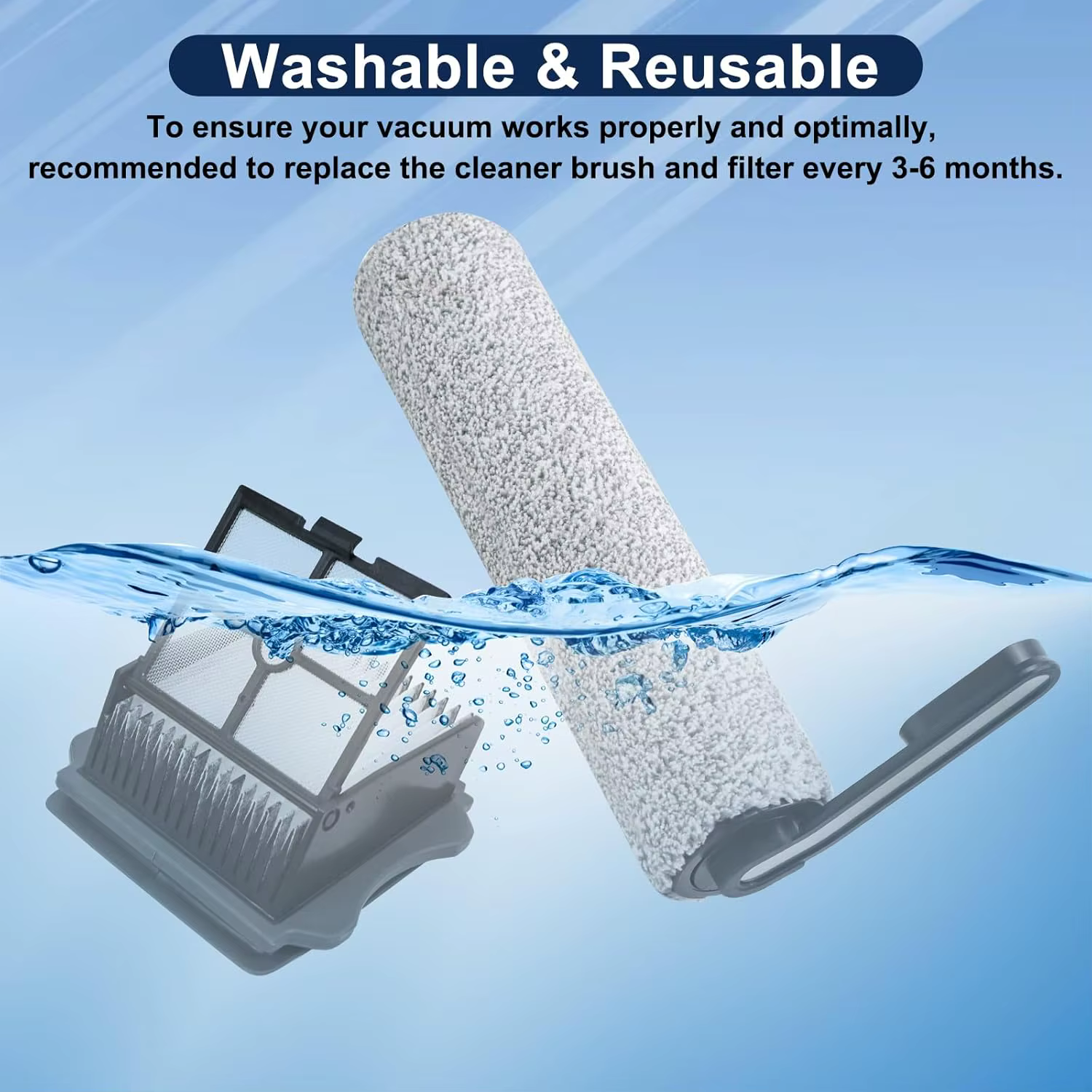 Ensemble de 4 pièces (2 rouleaux brosse + 2 filtres) pour Tineco Floor One S5/S5 Combo/S5 Pro