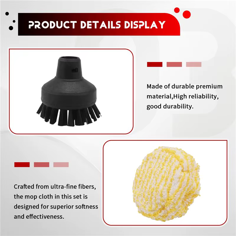 Accessoires pour nettoyeur vapeur Karcher SC2 SC3 SC4 SC5 ABBK - Brosse ronde de grande taille, couvercle de vapeur, chiffon en microfibre