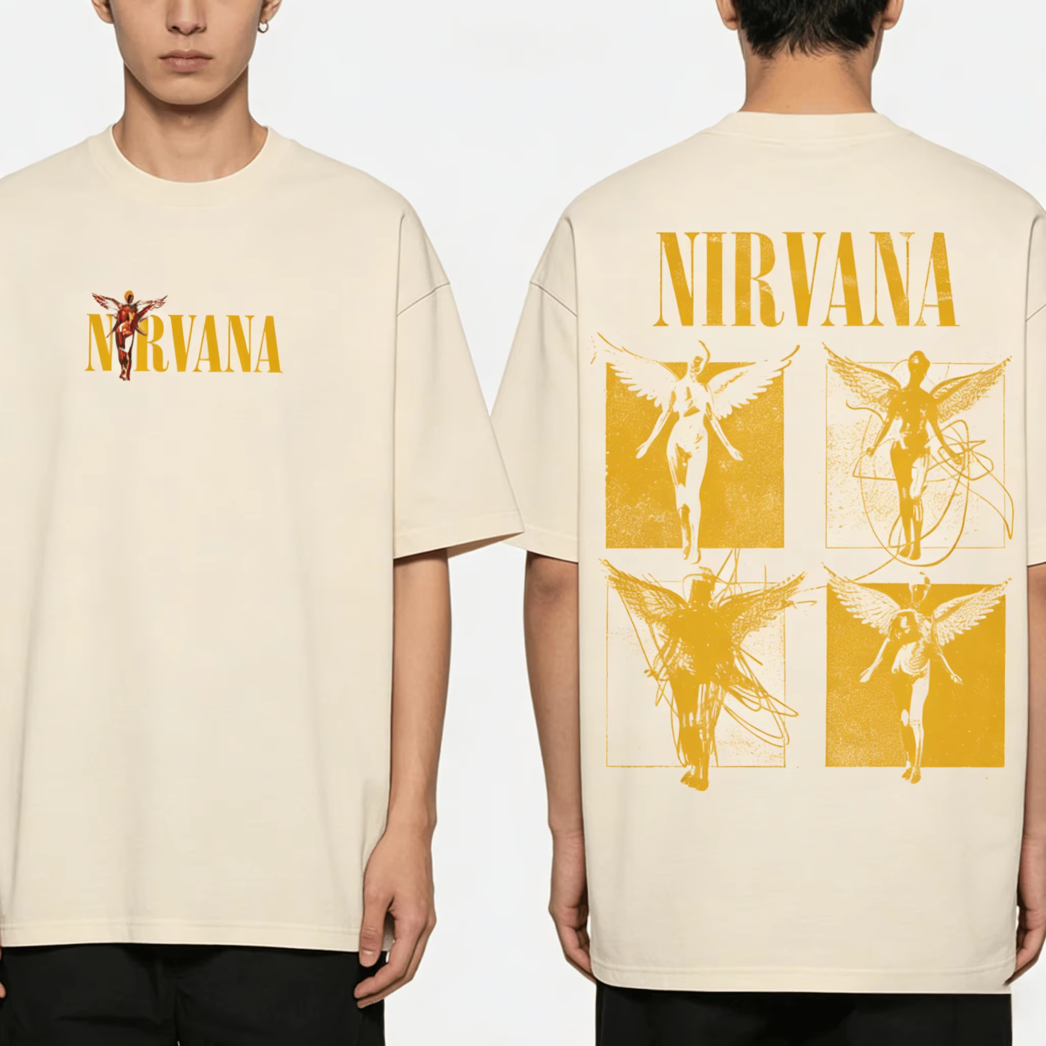 T-shirt unisexe Nirvana Band 2026 pour homme, col rond, coton, manches courtes, style Y2K, streetwear tendance, tee-shirt populaire pour les fans, Ins Y2K
