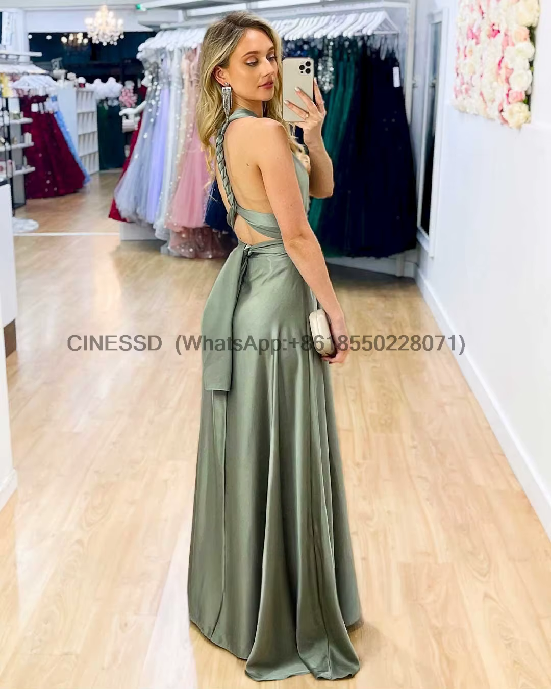 Robe de bal longue en Satin, élégante, col multiple, froncée, Corset, plissée, sans manches, dos nu, robes de bal formelles, ligne a