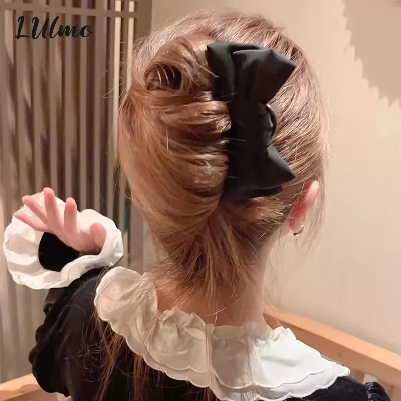 Pince à cheveux en forme de U avec nœud pour femmes, accessoire de usage quotidien pour filles, épingle à cheveux de Boutique noire élégante