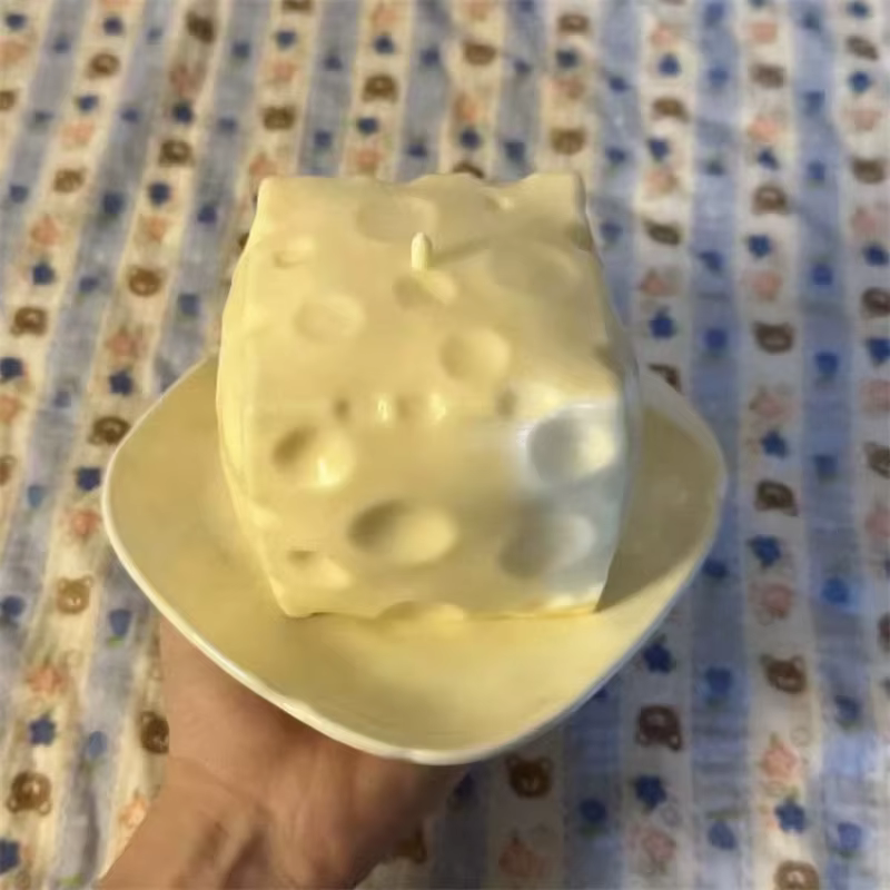 Balle anti-stress géante en forme de cube de fromage, jouet sensoriel ASMR non rebondissant, cadeau de festival