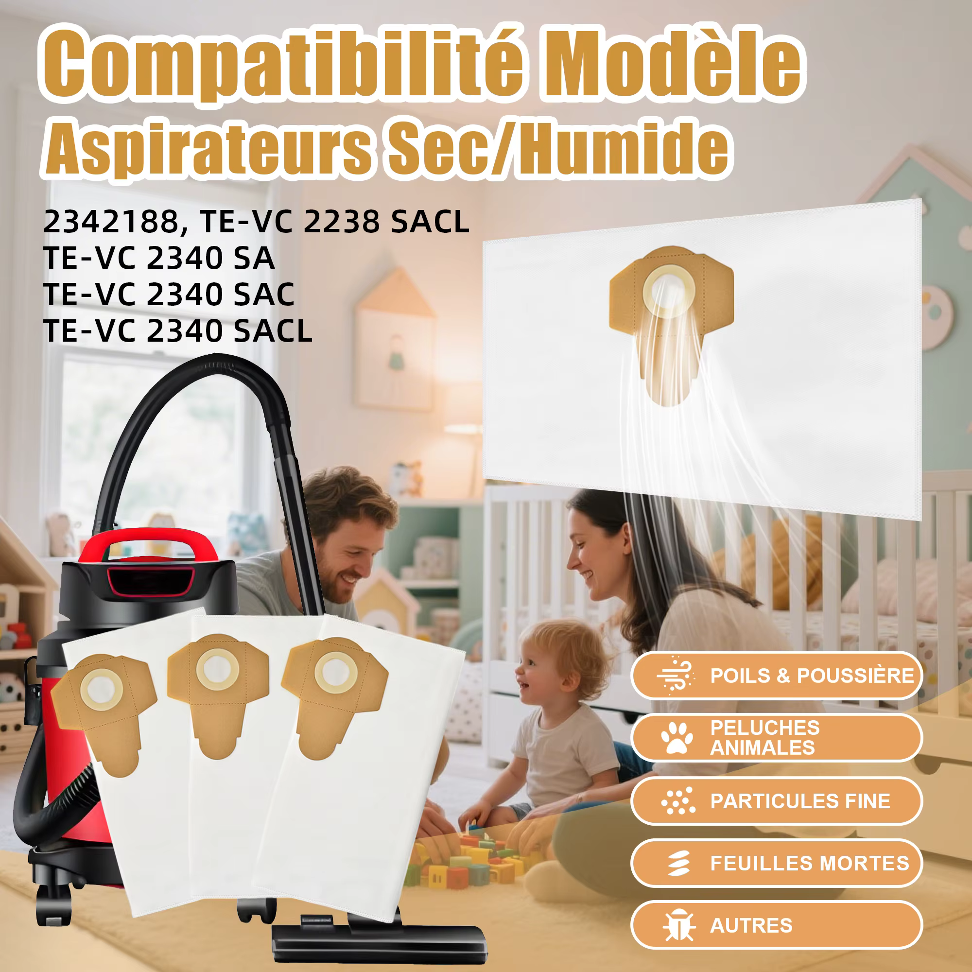 Sacs pour aspirateur 30/40 L compatibles avec tous les aspirateurs Einhell I adaptés au sac collecteur de poussière