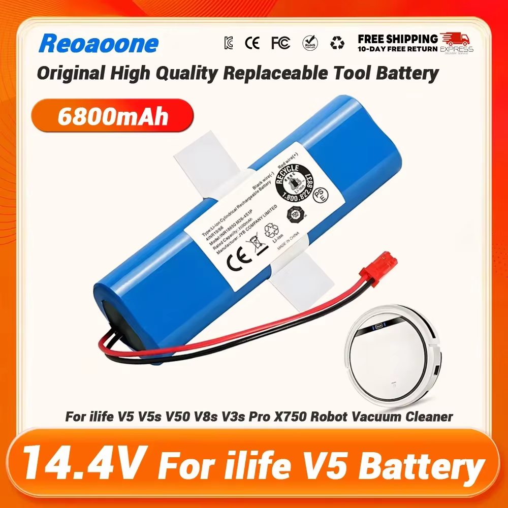 Batterie rechargeable 14.4V 6.8Ah/12.8Ah pour aspirateur Robot ilife V5 V5s V50 V8s V3s Pro X750